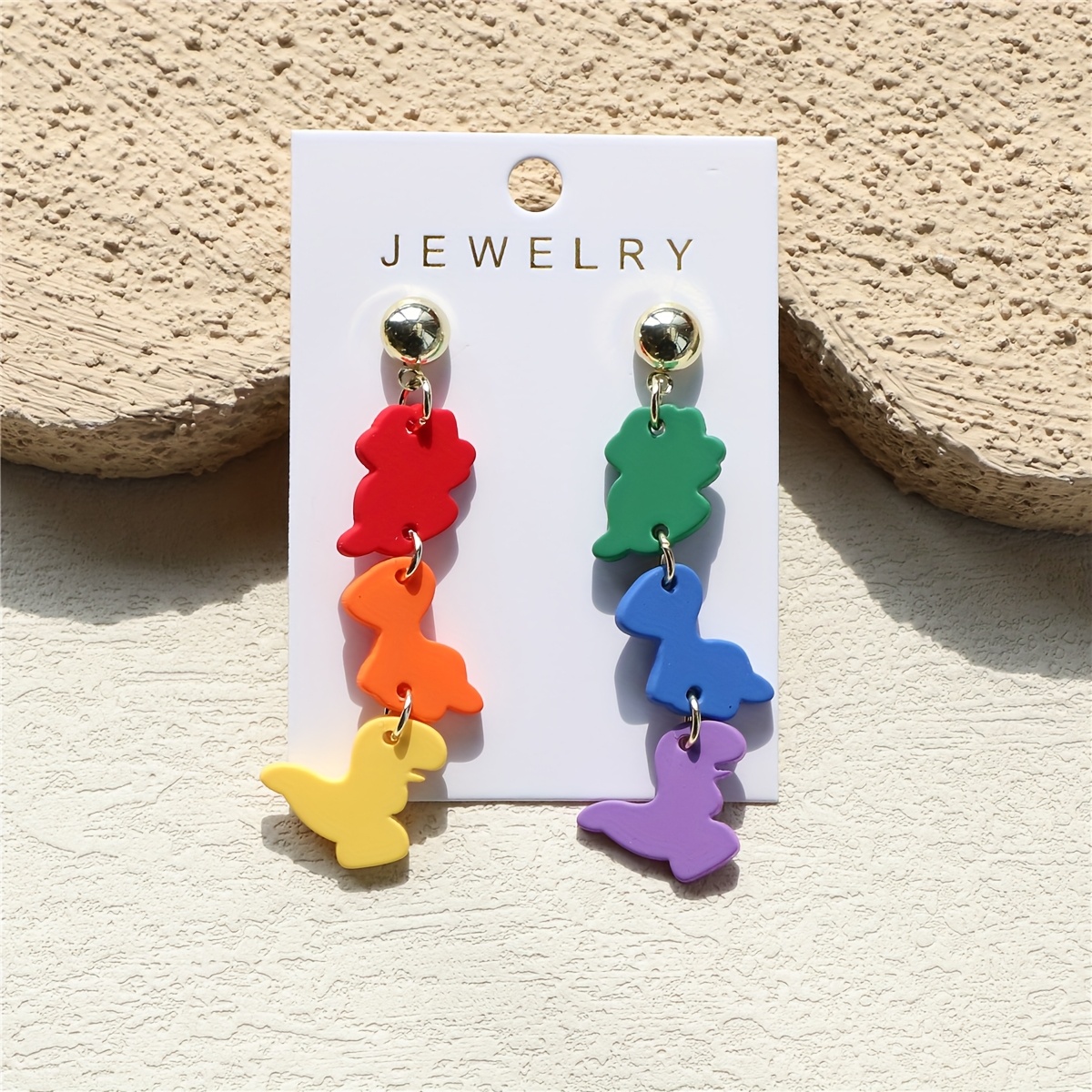 Colorful Dinosaur Clay Texture Acrylic Earrings, Cute Design